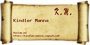 Kindler Manna névjegykártya